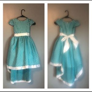Kids teal dress with white polkadots size 10